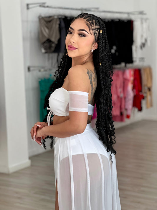 Conjunto croptop falda tull